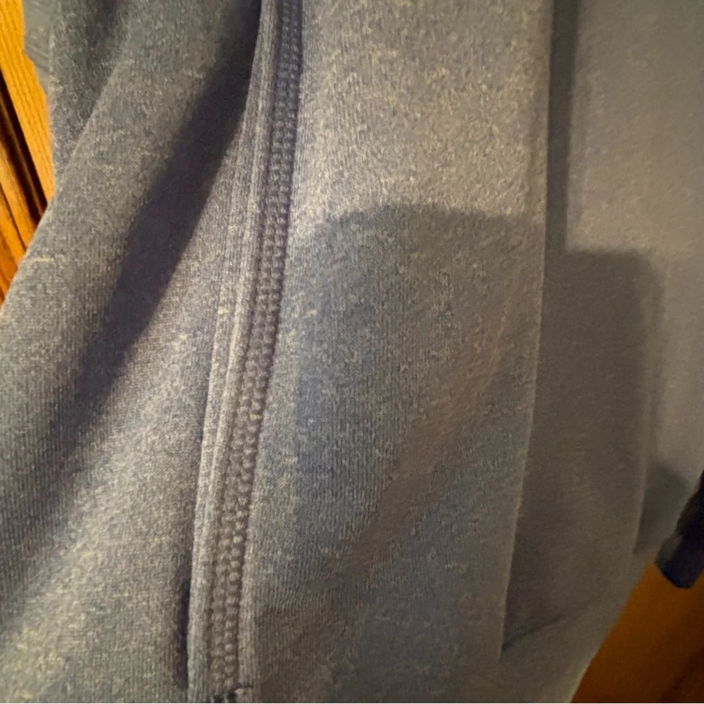 NIKE DRI-FIT Women's L Hoodie‎ Sweatshirt Blue Scuba Neck Thumbholes pockets